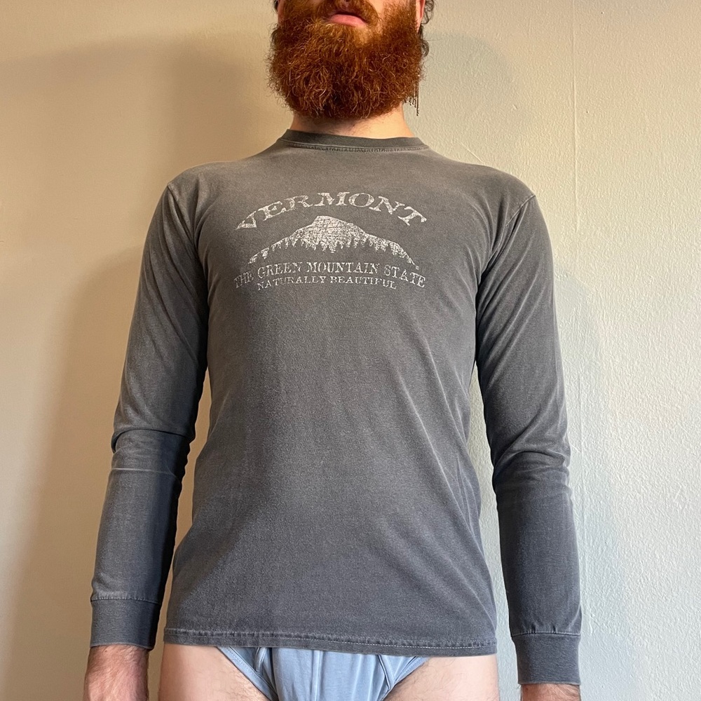 Grey Long sleeve soft cotton “VERMONT” t-shirt